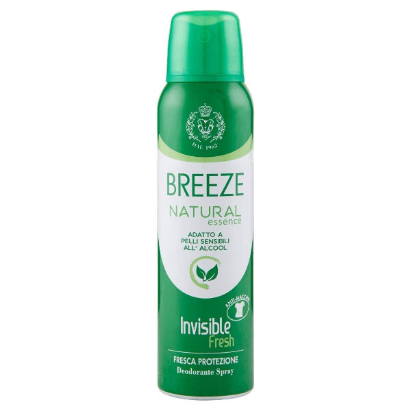 BREEZE NATURAL ESSENCE INVISIBLE FRESH 0% ALCOOL SALI DI ALLUMINIO DEODORANTE SPRAY 150ML