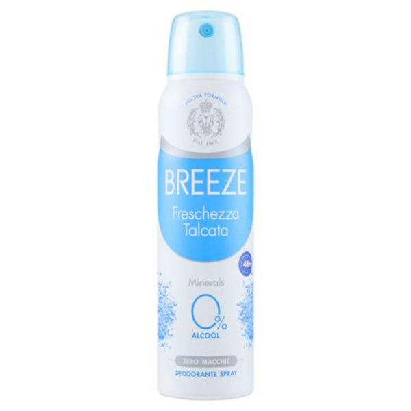 BREEZE FRESCHEZZA TALCATA 0% ALCOOL ZERO MACCHIE DEODORANTE SPRAY 150ML