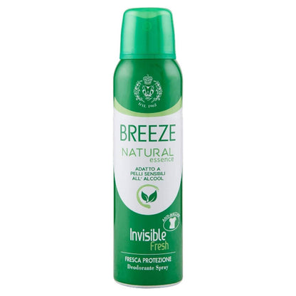 BREEZE NATURAL ESSENCE INVISIBLE FRESH 0% ALCOOL SALI DI ALLUMINIO DEODORANTE SPRAY 150ML
