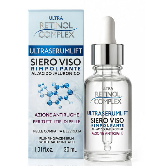 RETINOL COMPLEX SIERO VISO RIMPOLPANTE ALL'ACIDO JALURONICO ANTIRUGHE PER TUTTI I TIPI DI PELLE