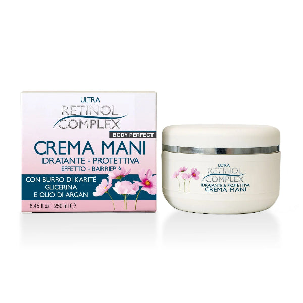 RETINOL COMPLEX CREMA MANI IDRATANTE, PROTETTIVA, EFFETTO BARRIERA CON BURRO DI KARITE', GLICERINA E OLIO DI ARGAN 250 M