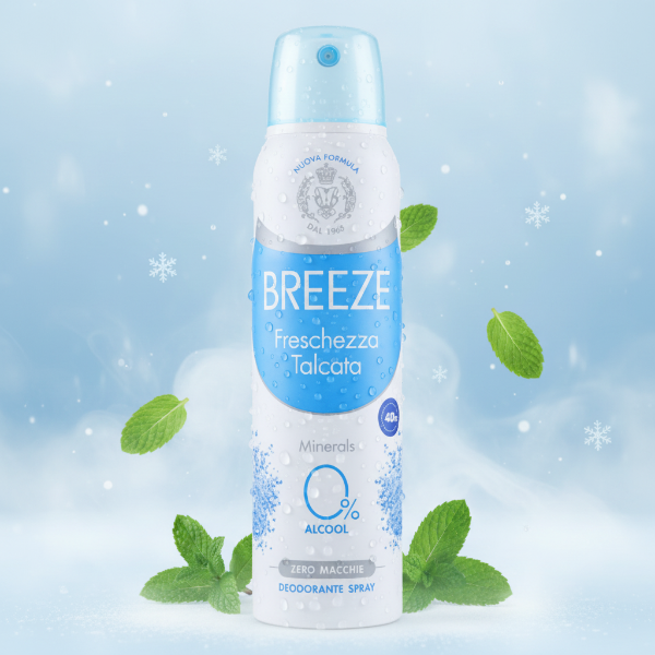 BREEZE FRESCHEZZA TALCATA 0% ALCOOL ZERO MACCHIE DEODORANTE SPRAY 150ML