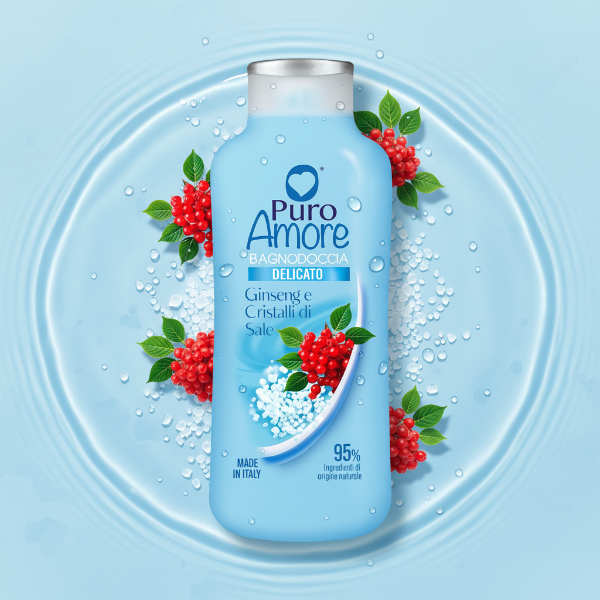 PURO AMORE BAGNODOCCIA DELICATO GINSENG E CRISTALLI DI SALE PH 5.5 650 ML
