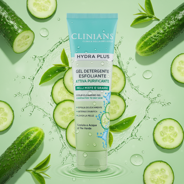 CLINIANS GEL DETERGENTE ESFOLIANTE CETRIOLO E ACQUA DI THE VERDE 150 ML
