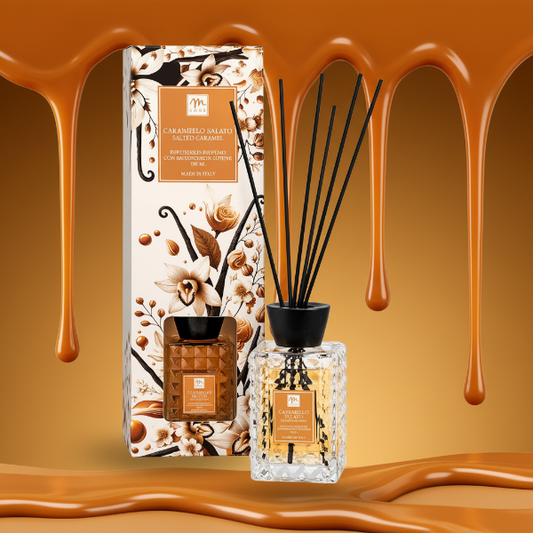 M HOME DIFFUSORE CON BASTONCINI DI COTONE CARAMELLO SALATO 120 ML