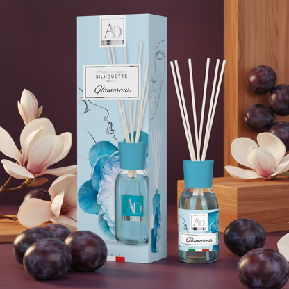 AD FRAGRANCE DIFFUSORE CON MIDOLLINI GLAMOROUS PRUGNA, MAGNOLIA, LEGNI DOLCI  125 ML