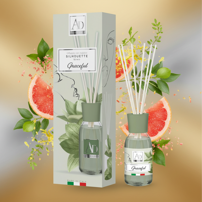 AD FRAGRANCE DIFFUSORE CON MIDOLLINI GRACEFUL POMPELMO, NOTE VERDI, AMBRA GRIGIA 125 ML