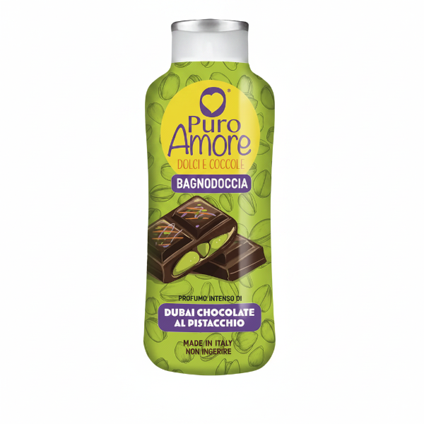 PURO AMORE DOLCI COCCOLE BAGNODOCCIA DUBAI CHOCOLATE AL PISTACCHIO 650 ML