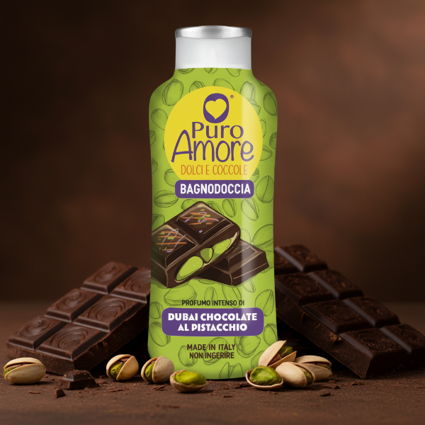 PURO AMORE DOLCI COCCOLE BAGNODOCCIA DUBAI CHOCOLATE AL PISTACCHIO 650 ML