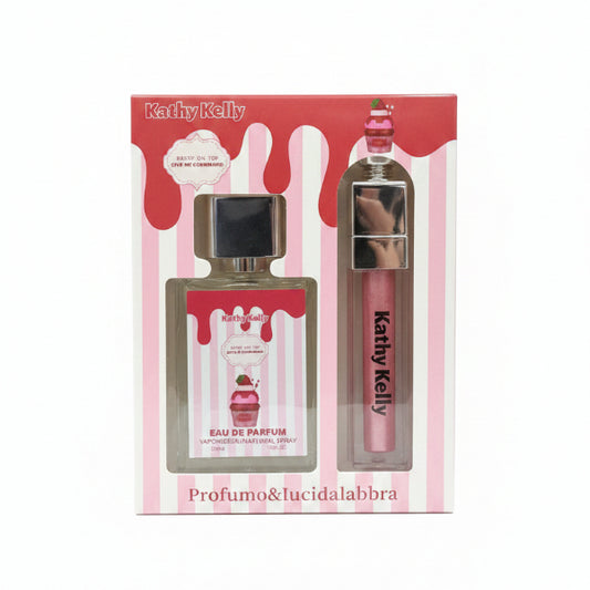 KATHY KELLY FRAGOLA SET PROFUMO & LUCIDALABBRA