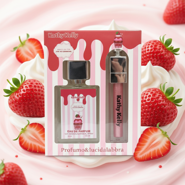 KATHY KELLY FRAGOLA SET PROFUMO & LUCIDALABBRA