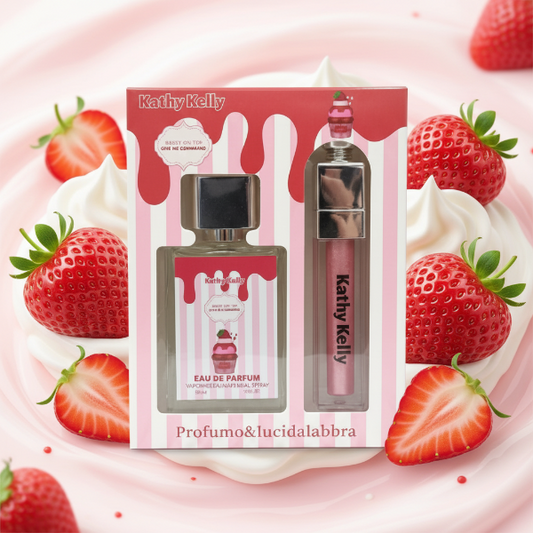 KATHY KELLY FRAGOLA SET PROFUMO & LUCIDALABBRA